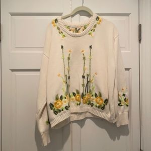 Anthropologie Embroidered Sweater